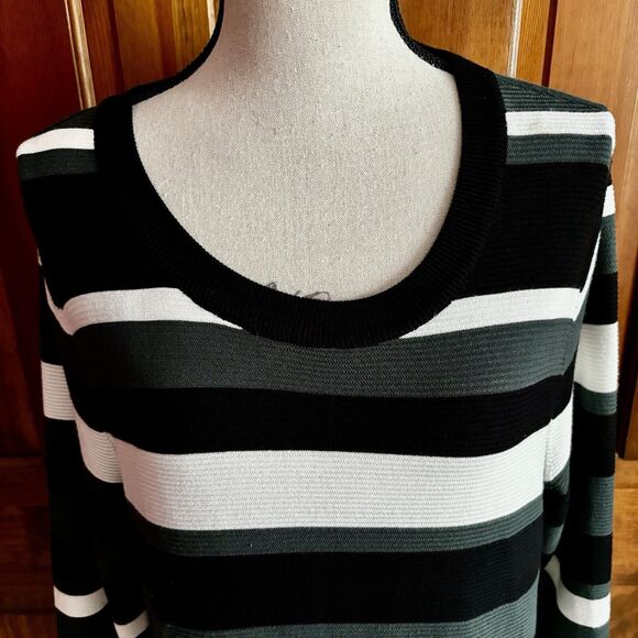 Striped Black and Gray Women's Dress - Picture 3 of 10